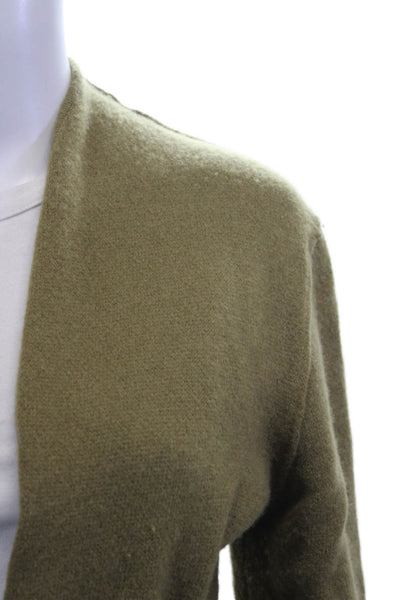 Zara Womens Army Green 100% Wool Cardigan Sweater Buckle Long Sleeve Size S