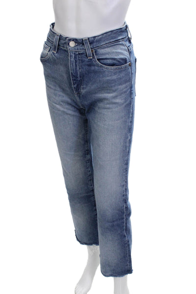 AG Adriano Goldschmied Women Cropped Straight Mid Rise Blue Jeans Size 24