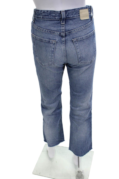 AG Adriano Goldschmied Women Cropped Straight Mid Rise Blue Jeans Size 24