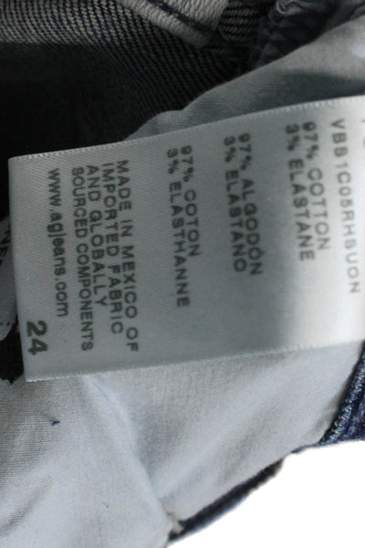 AG Adriano Goldschmied Women Cropped Straight Mid Rise Blue Jeans Size 24