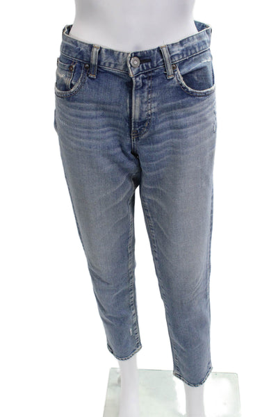 Moussy Womens Ankle Cropped Denim Jeans Blue Mid Rise 26 Inseam Size 24