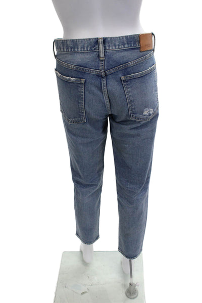 Moussy Womens Ankle Cropped Denim Jeans Blue Mid Rise 26 Inseam Size 24