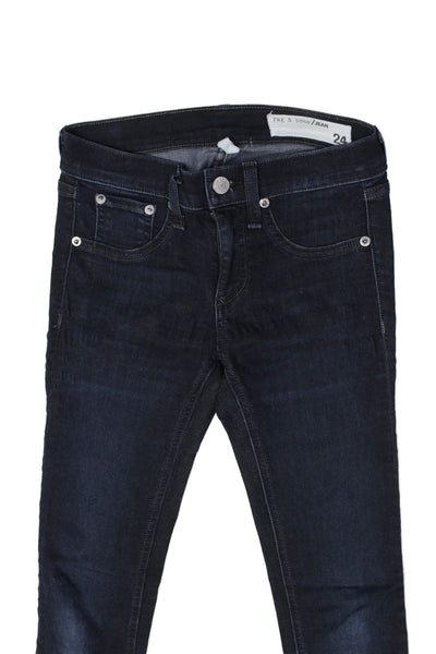 Rag & Bone Jean Women Skinny Jeans Dark Blue Mid Rise 27in Inseam Size 24