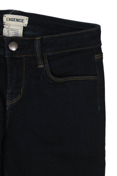 L Agence Women High Rise Skinny Jeans Dark Blue Size 23