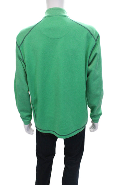 Pebble Beach Collection Men Pullover Sweatshirt Green Mock Neck Zip Size L