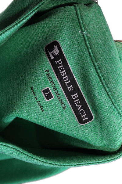Pebble Beach Collection Men Pullover Sweatshirt Green Mock Neck Zip Size L