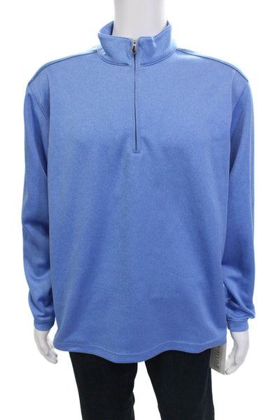 Pebble Beach Collection Mens Blue Mock Neck Pullover Sweatshirt Size L