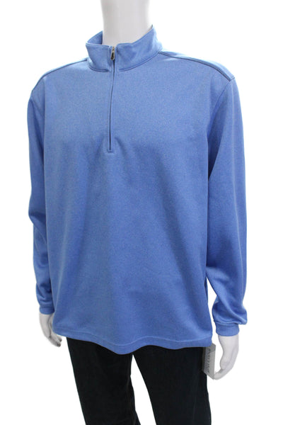 Pebble Beach Collection Mens Blue Mock Neck Pullover Sweatshirt Size L