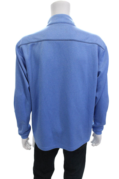 Pebble Beach Collection Mens Blue Mock Neck Pullover Sweatshirt Size L
