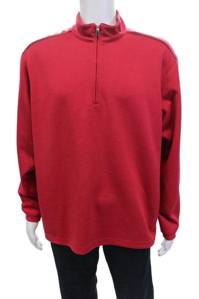 Pebble Beach Collection Mens Pullover Sweatshirt Red Zip Mock Neck Size L