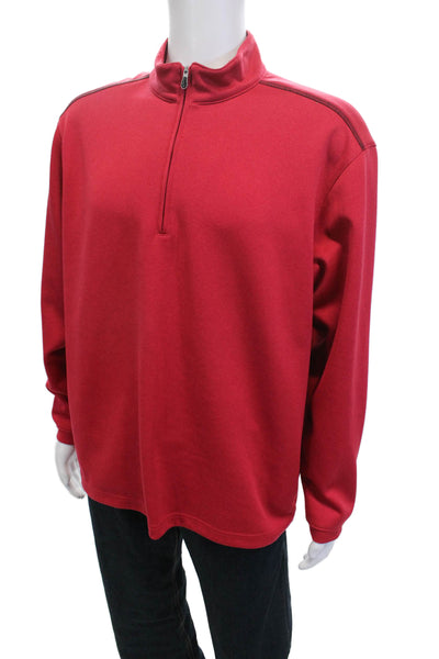Pebble Beach Collection Mens Pullover Sweatshirt Red Zip Mock Neck Size L