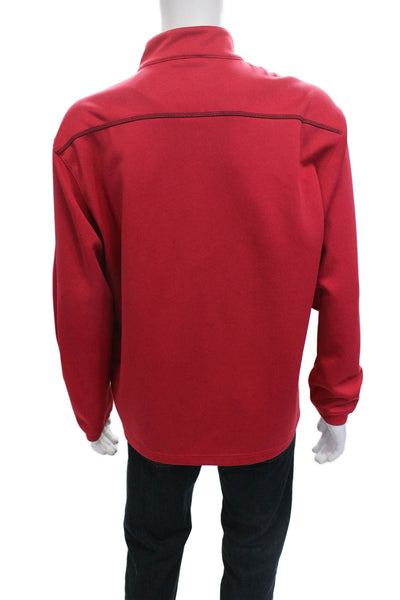 Pebble Beach Collection Mens Pullover Sweatshirt Red Zip Mock Neck Size L