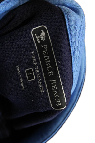 Pebble Beach Collection Mens Pullover Sweatshirt Dark Blue Striped Size L