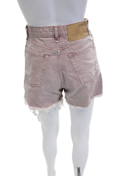 Rag & Bone Womens Pink Organic Cotton 90s Button Shorts Size 25