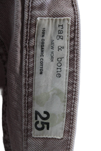 Rag & Bone Womens Pink Organic Cotton 90s Button Shorts Size 25