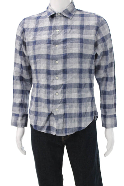 Bonobos Mens Cotton Collared Long Sleeve Plaid Button Down Blue Size M