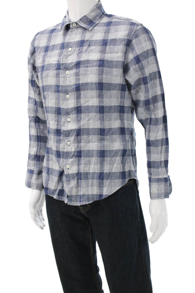 Bonobos Mens Cotton Collared Long Sleeve Plaid Button Down Blue Size M