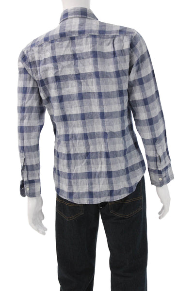 Bonobos Mens Cotton Collared Long Sleeve Plaid Button Down Blue Size M