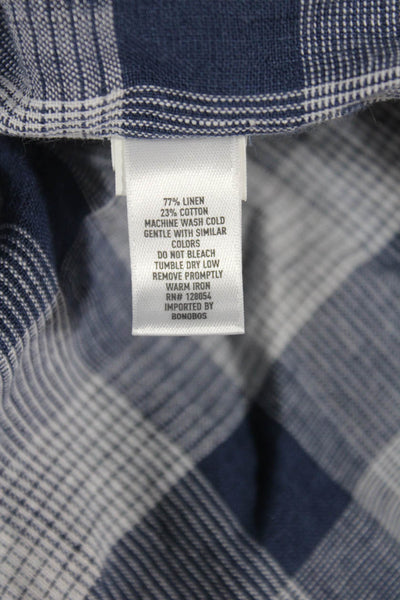 Bonobos Mens Cotton Collared Long Sleeve Plaid Button Down Blue Size M