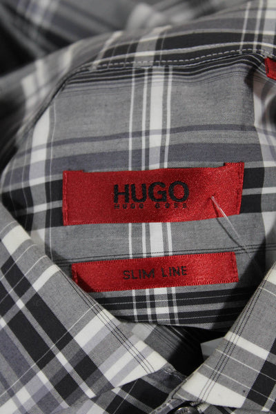Hugo Hugo Boss Mens Cotton Collared Long Sleeve Button Down Shirt Gray Size M