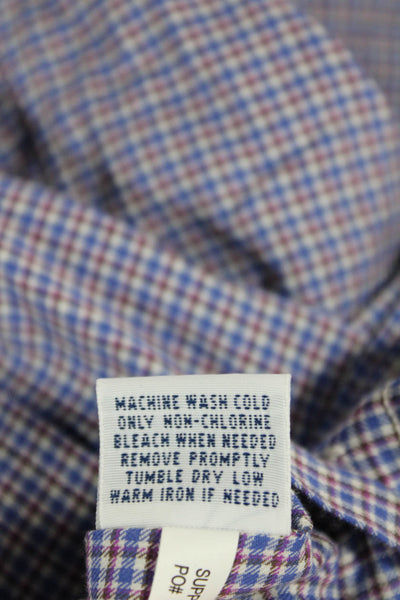 Ralph Lauren Mens Cotton Mini Plaid Print Button Down Shirt Blue Size S