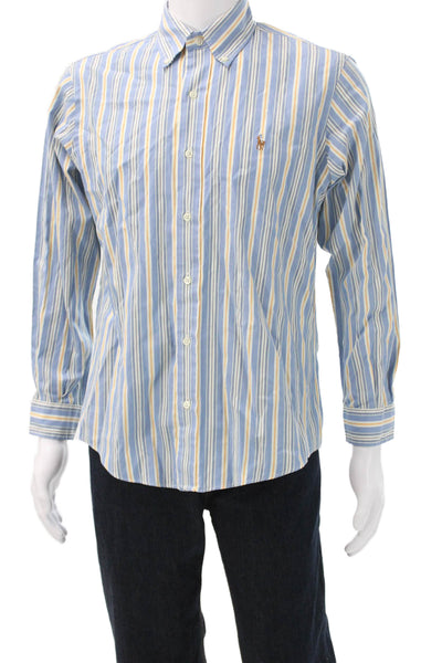 Ralph Lauren Mens Cotton Collared Plaid Button Down Shirt Blue Size M