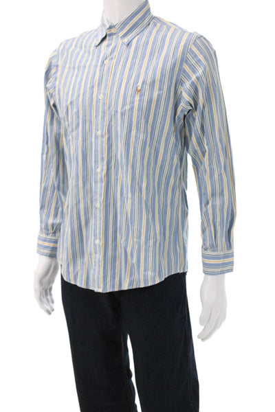 Ralph Lauren Mens Cotton Collared Plaid Button Down Shirt Blue Size M