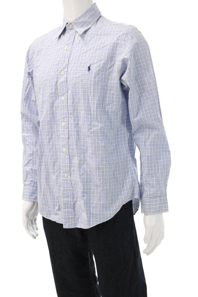 Ralph Lauren Mens Plaid Print Button Down Shirt Blue Size M