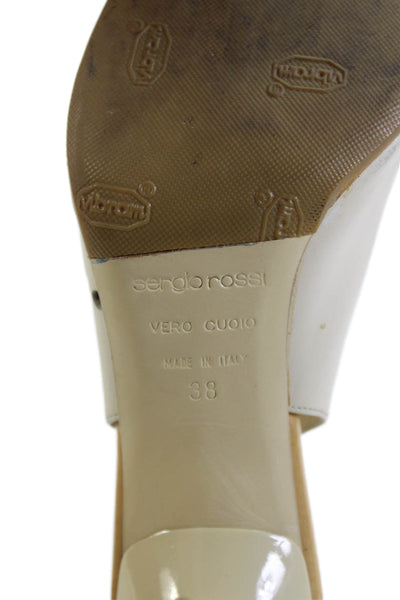 Sergio Rossi Womens Leather Pointed Toe Slingback Heels Beige Size 8