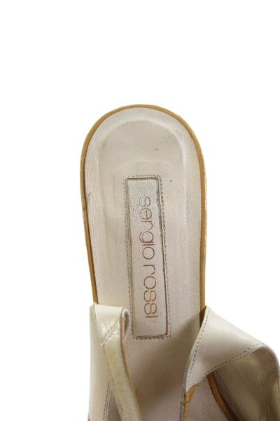 Sergio Rossi Womens Leather Pointed Toe Slingback Heels Beige Size 8