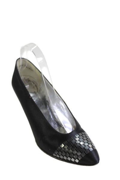 Charles Jourdan Paris Womens Geometric Metallic Detail Heels Black Size 8.5