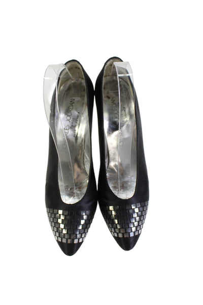 Charles Jourdan Paris Womens Geometric Metallic Detail Heels Black Size 8.5
