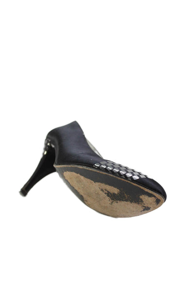 Charles Jourdan Paris Womens Geometric Metallic Detail Heels Black Size 8.5