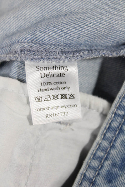 Something Navy Womens Wide Leg Jeans Light Blue High Rise Size 4