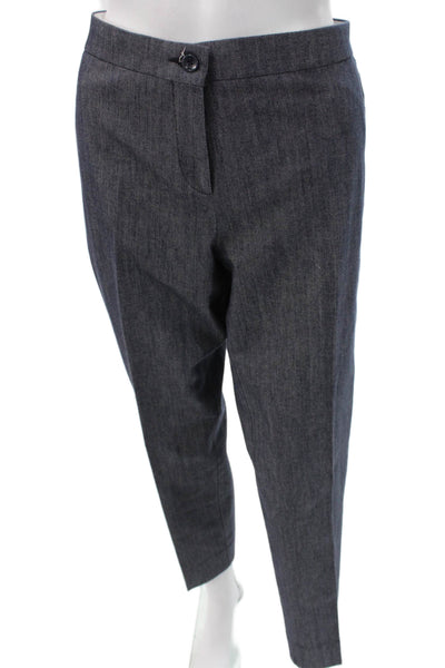 Etro Milano Womens Ankle Dress Pants Dark Gray Wool Solid Button Size 44