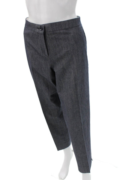 Etro Milano Womens Ankle Dress Pants Dark Gray Wool Solid Button Size 44