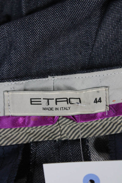 Etro Milano Womens Ankle Dress Pants Dark Gray Wool Solid Button Size 44