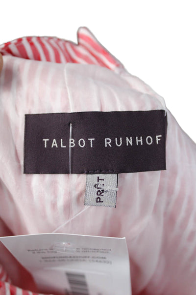 Talbot Runhof Women A-Line Striped Red Short Sleeve Button Dress Size 8