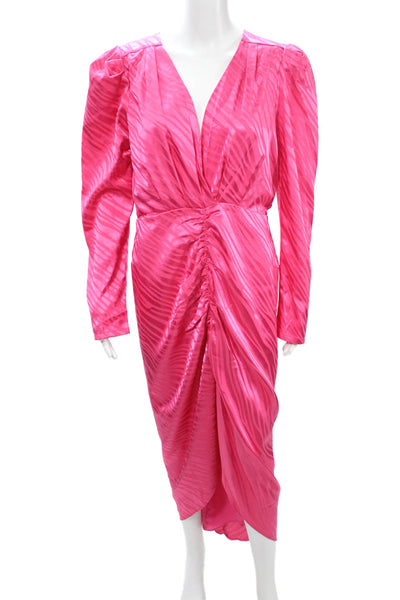 Torn by Ronny Kobo Women Wrap Dress Pink Striped VNeck Size L