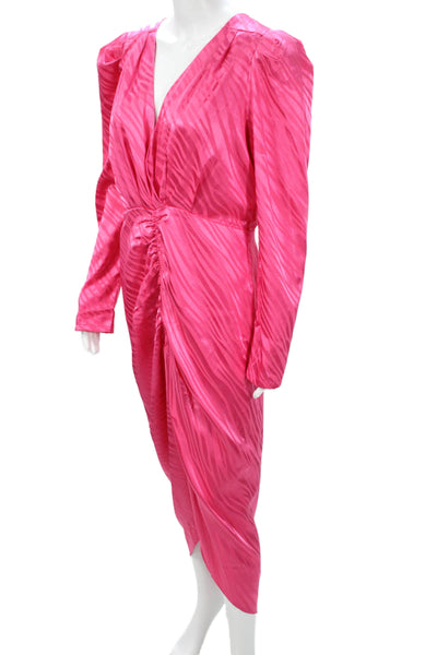 Torn by Ronny Kobo Women Wrap Dress Pink Striped VNeck Size L