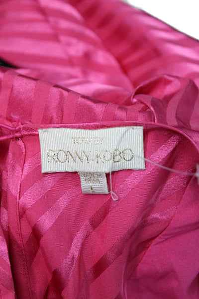 Torn by Ronny Kobo Women Wrap Dress Pink Striped VNeck Size L