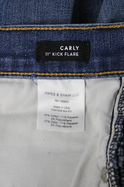 Veronica Beard Womens Cropped Flared Dark Blue Jeans High Rise Button Size 28