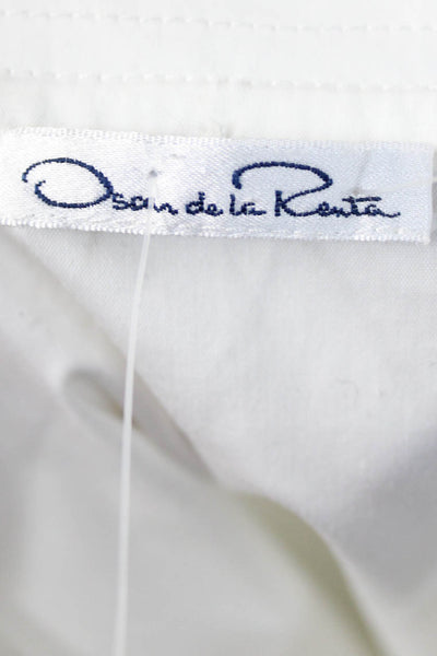 Oscar de la Renta Women White Square Neck Blouse 3/4 Sleeve Size 4