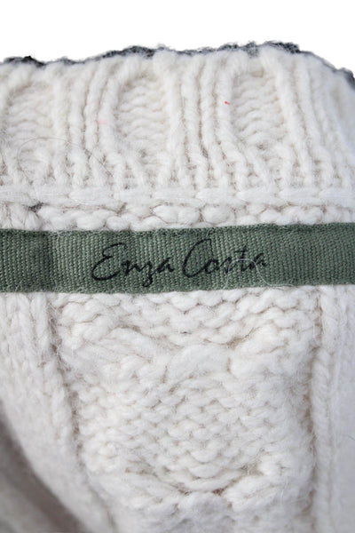 Enza Costa Womens Pullover Beige Alpaca Wool Crew Neck Long Sleeve Size S