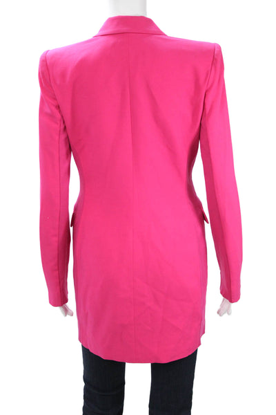 BCBGMAXAZRIA Womens Pink Polyester V-Neck Button Blazer Long Sleeve Size XS