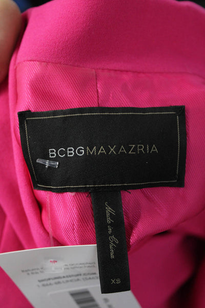 BCBGMAXAZRIA Womens Pink Polyester V-Neck Button Blazer Long Sleeve Size XS