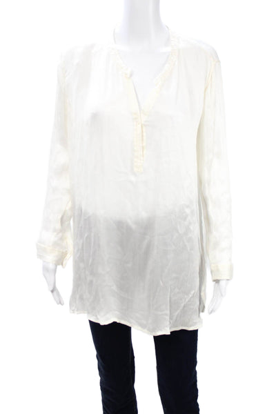 Calypso Saint Barth Women Tunic White V-Neck Long Sleeve Boho Size S