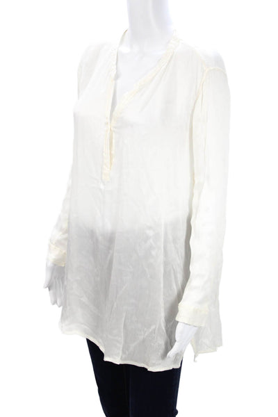 Calypso Saint Barth Women Tunic White V-Neck Long Sleeve Boho Size S