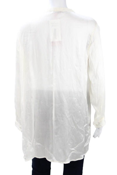 Calypso Saint Barth Women Tunic White V-Neck Long Sleeve Boho Size S