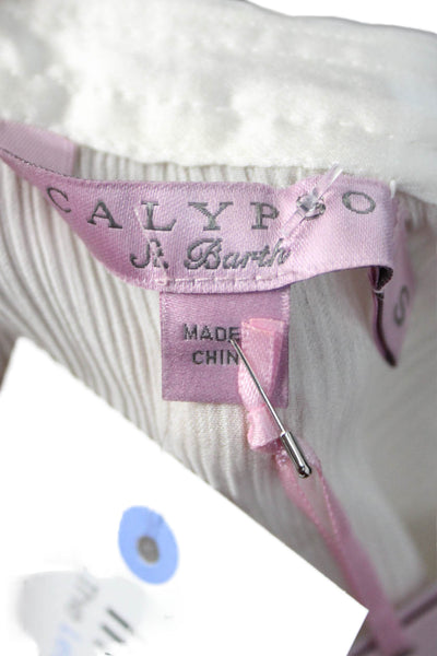 Calypso Saint Barth Women Tunic White V-Neck Long Sleeve Boho Size S